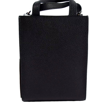 Jimmy Choo Black Leather Mini Shopper Handbag Crossbody Embossed Logo