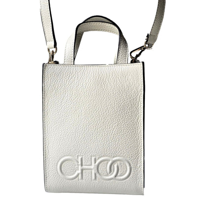 Jimmy Choo Milk White Mini Shopper Handbag Crossbody Embossed Logo