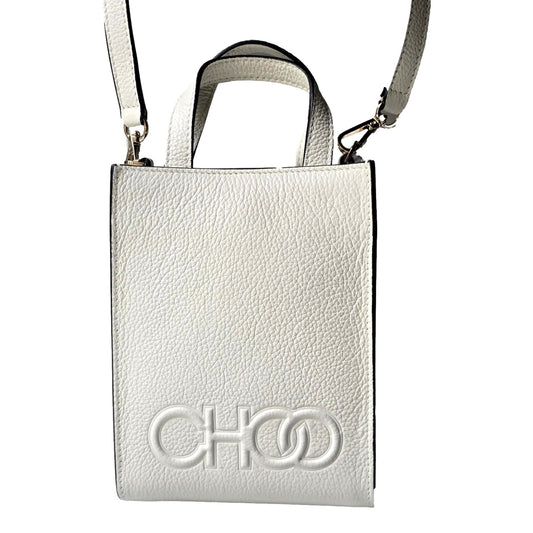 Jimmy Choo Milk White Mini Shopper Handbag Crossbody Embossed Logo