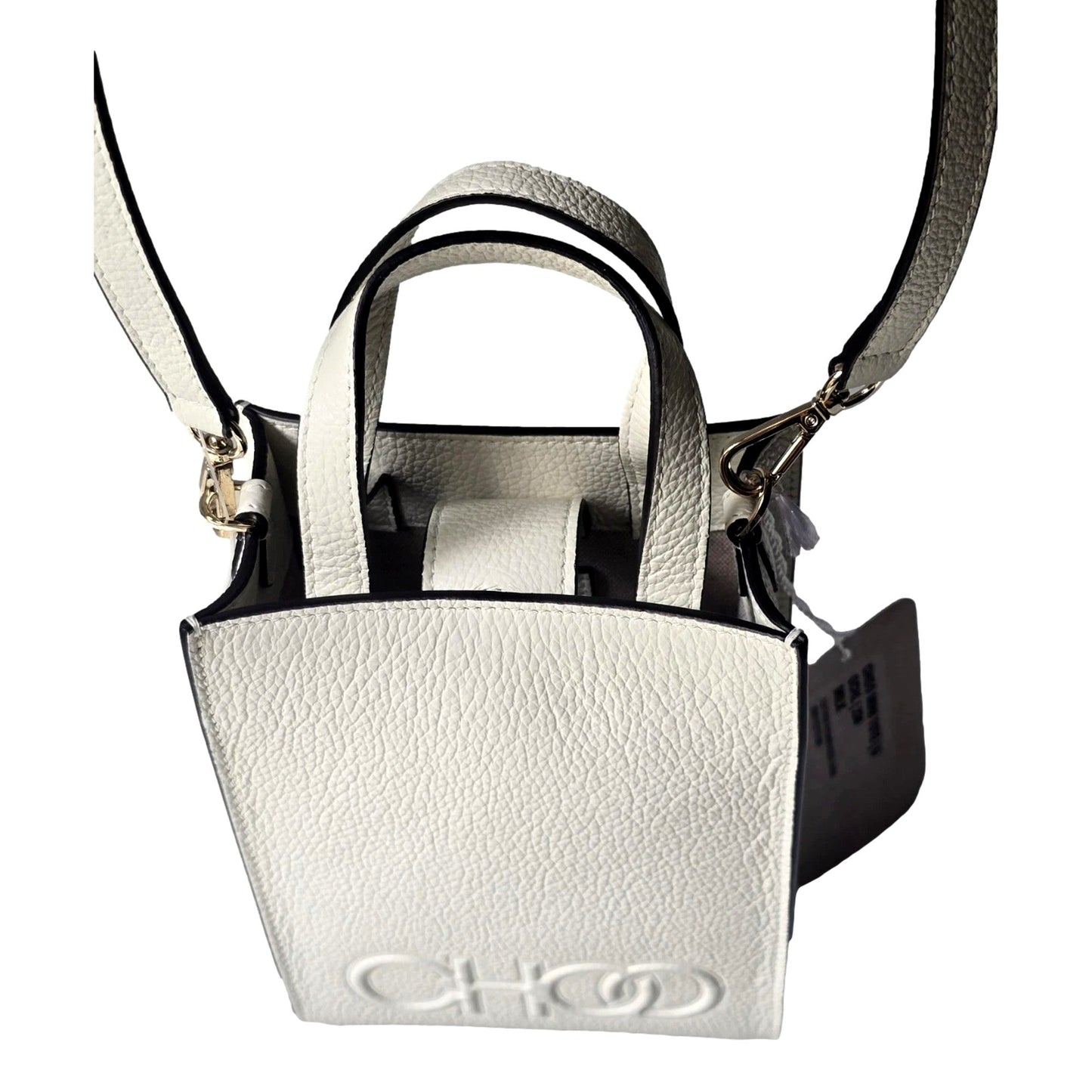 Jimmy Choo Milk White Mini Shopper Handbag Crossbody Embossed Logo