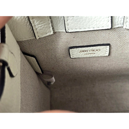 Jimmy Choo Milk White Mini Shopper Handbag Crossbody Embossed Logo