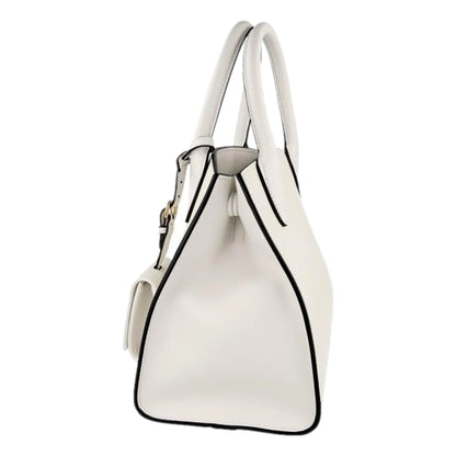 Prada Saffiano Leather Monochrome Bianco White Top Handle Handbag