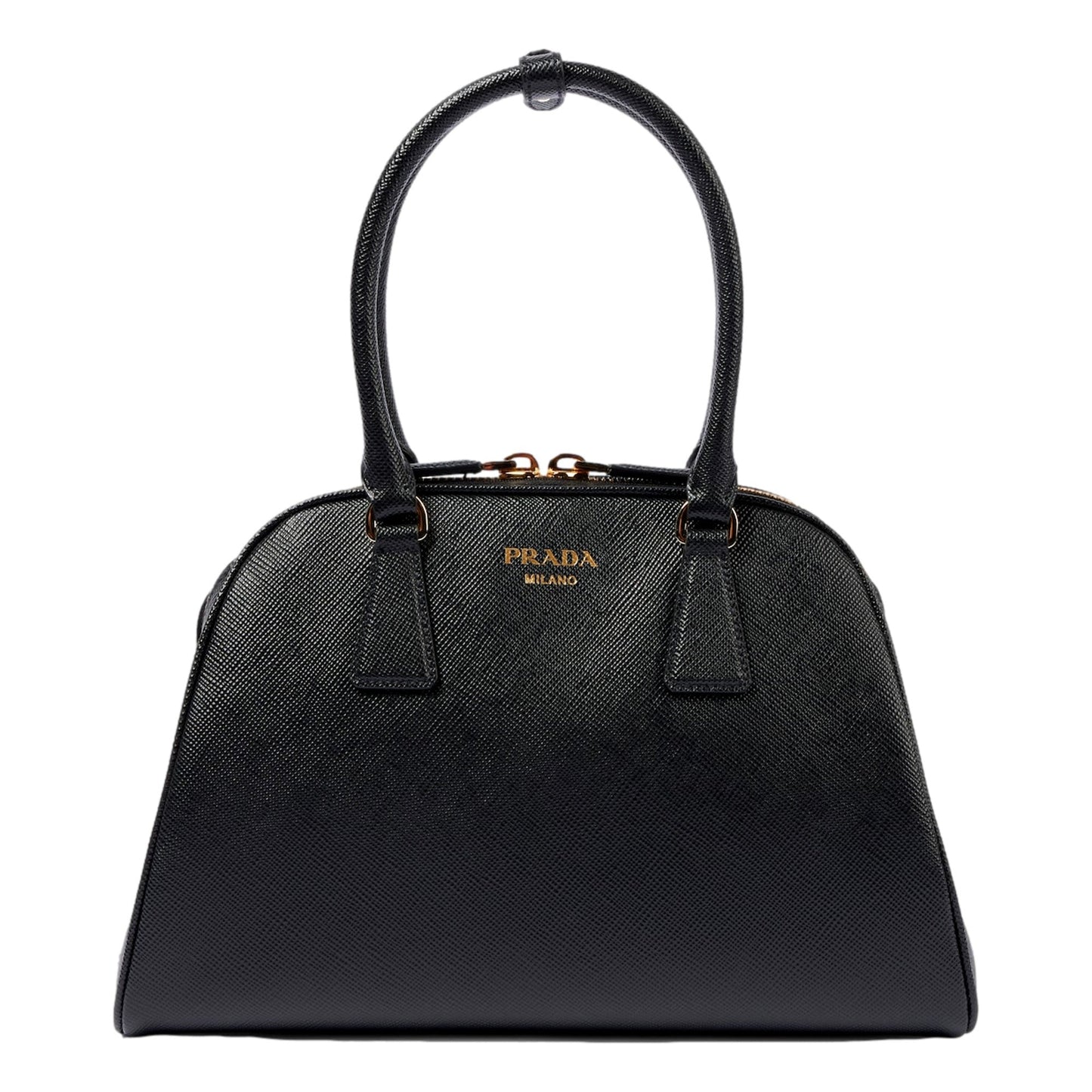 Prada Saffiano Soft Calfskin Top Handle Handbag Medium Nero Black