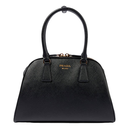 Prada Saffiano Soft Calfskin Top Handle Handbag Medium Nero Black