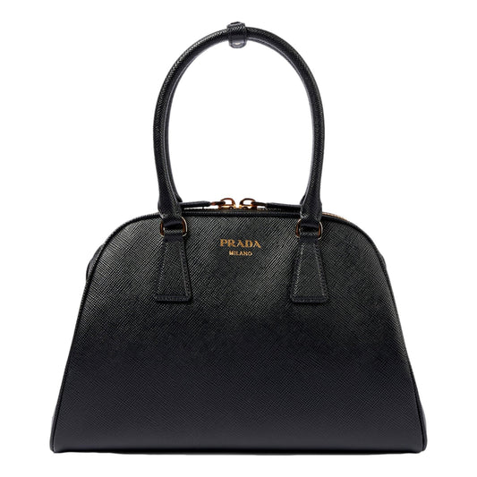 Prada Saffiano Soft Calfskin Top Handle Handbag Medium Nero Black