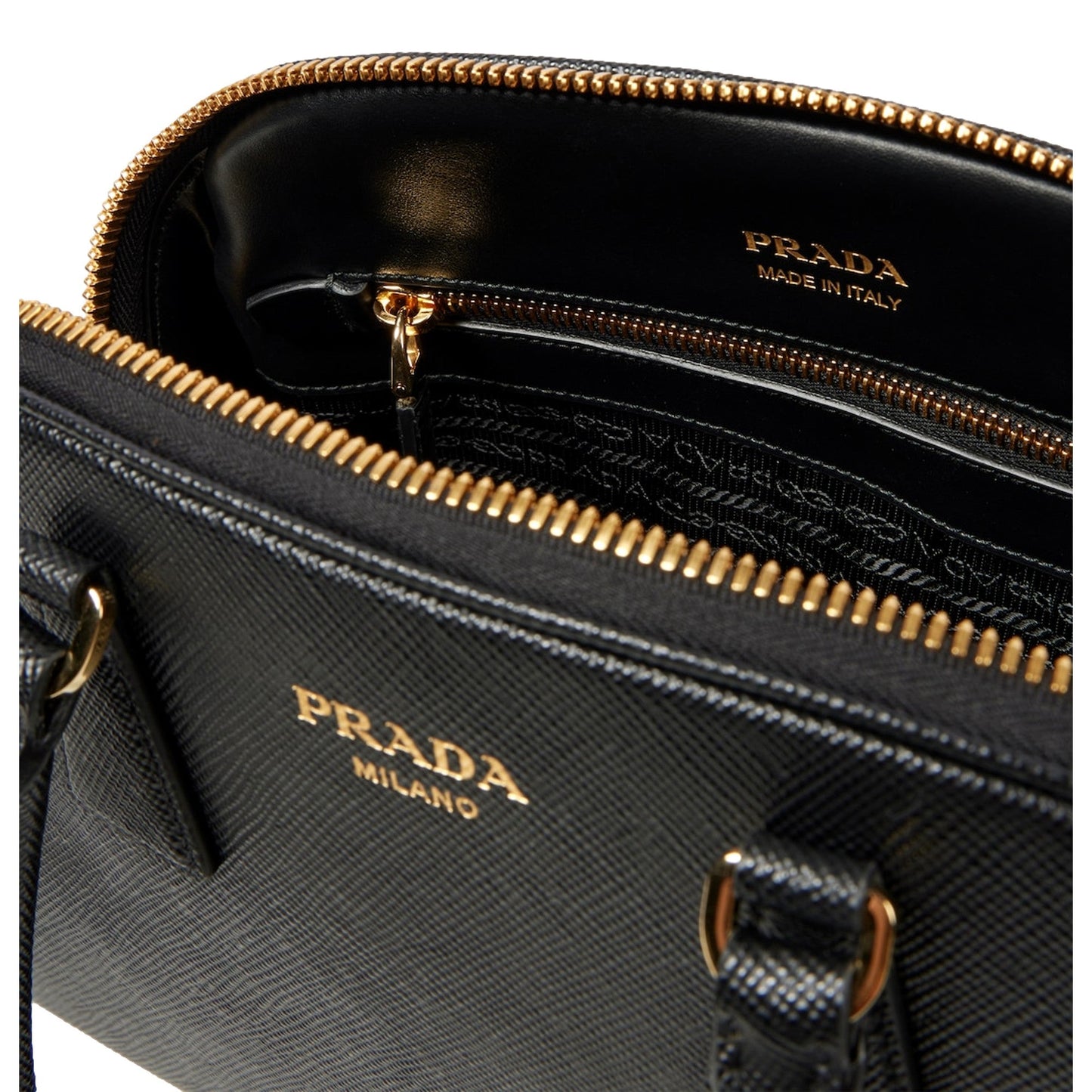 Prada Saffiano Soft Calfskin Top Handle Handbag Medium Nero Black