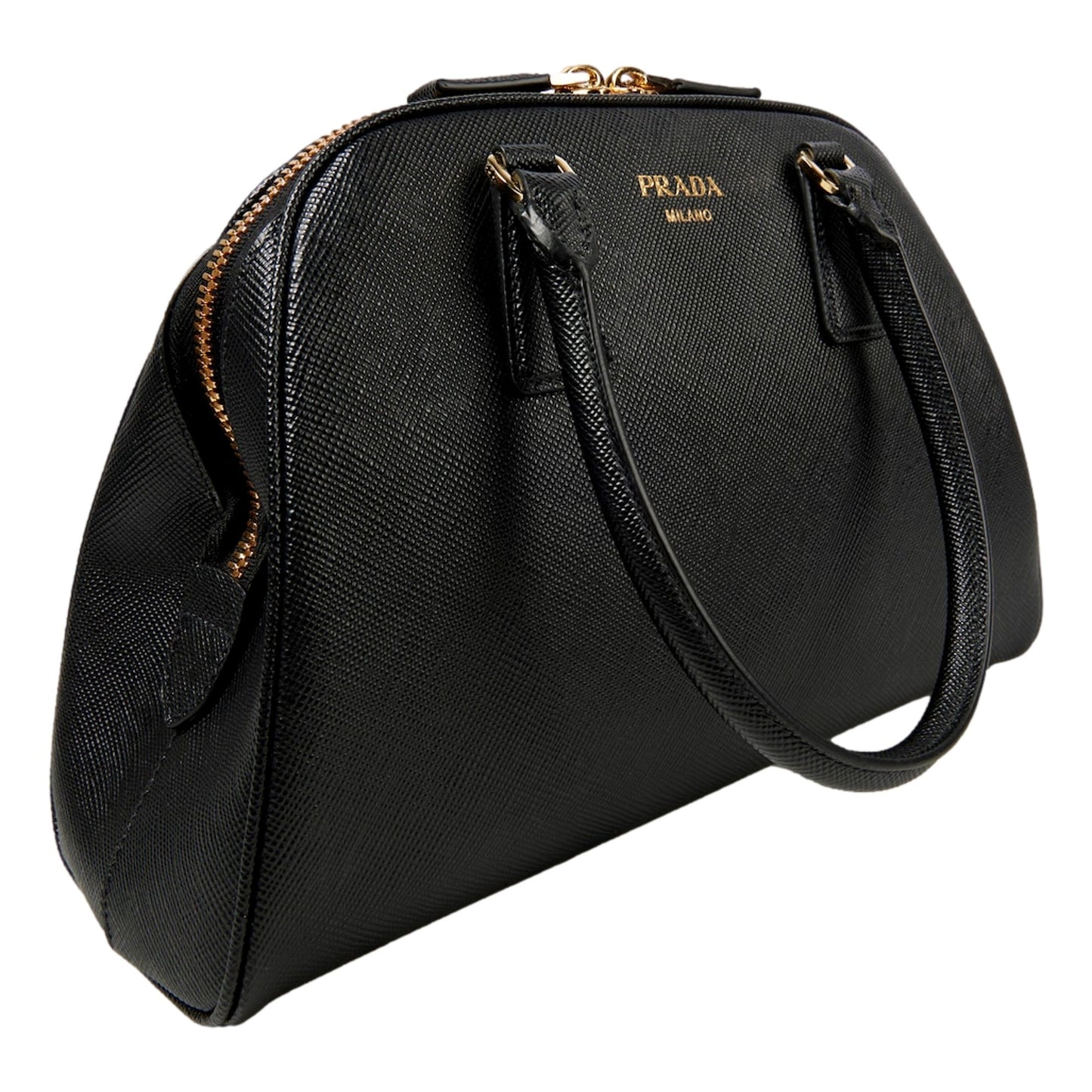 Prada Saffiano Soft Calfskin Top Handle Handbag Medium Nero Black