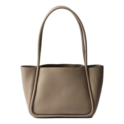 Prada Soft Grain Leather Argilla Grey Small Shopping Shoulder Tote