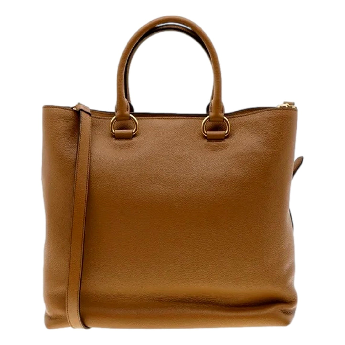 Prada Vitello Phenix Caramel Brown Shopping Tote Bag