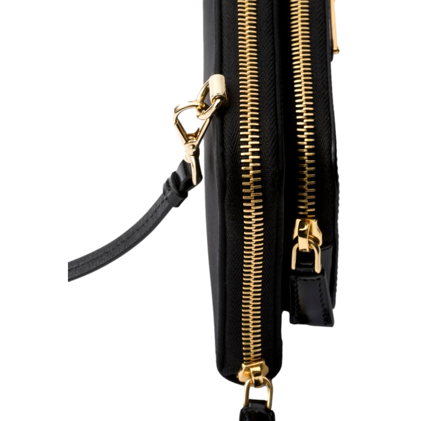 Prada Re-Nylon Triangle Brushed Leather Black Wallet Mini Crossbody Bag