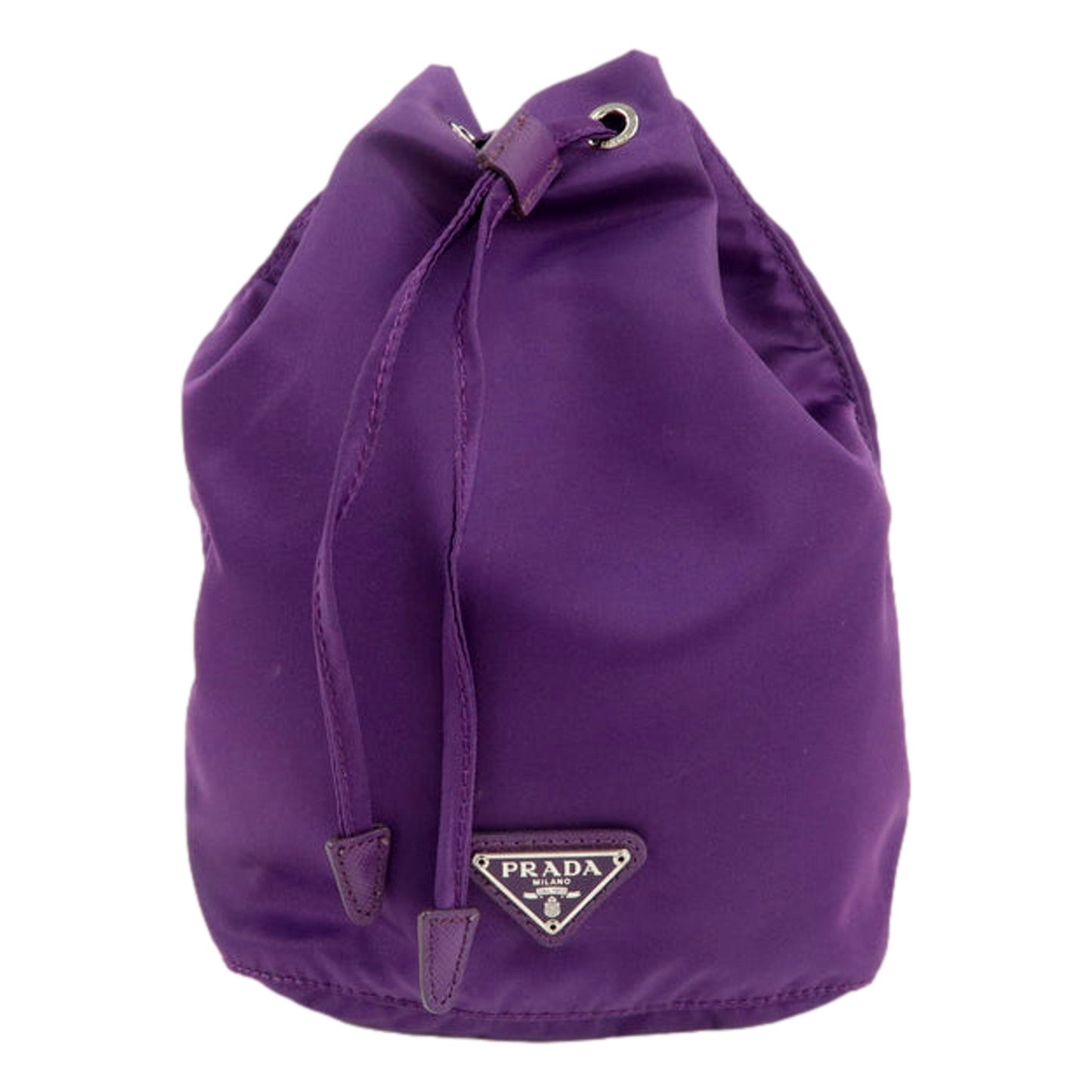 Prada UVA Purple Tessuto Nylon Triangle Logo Drawstring Bucket Bag