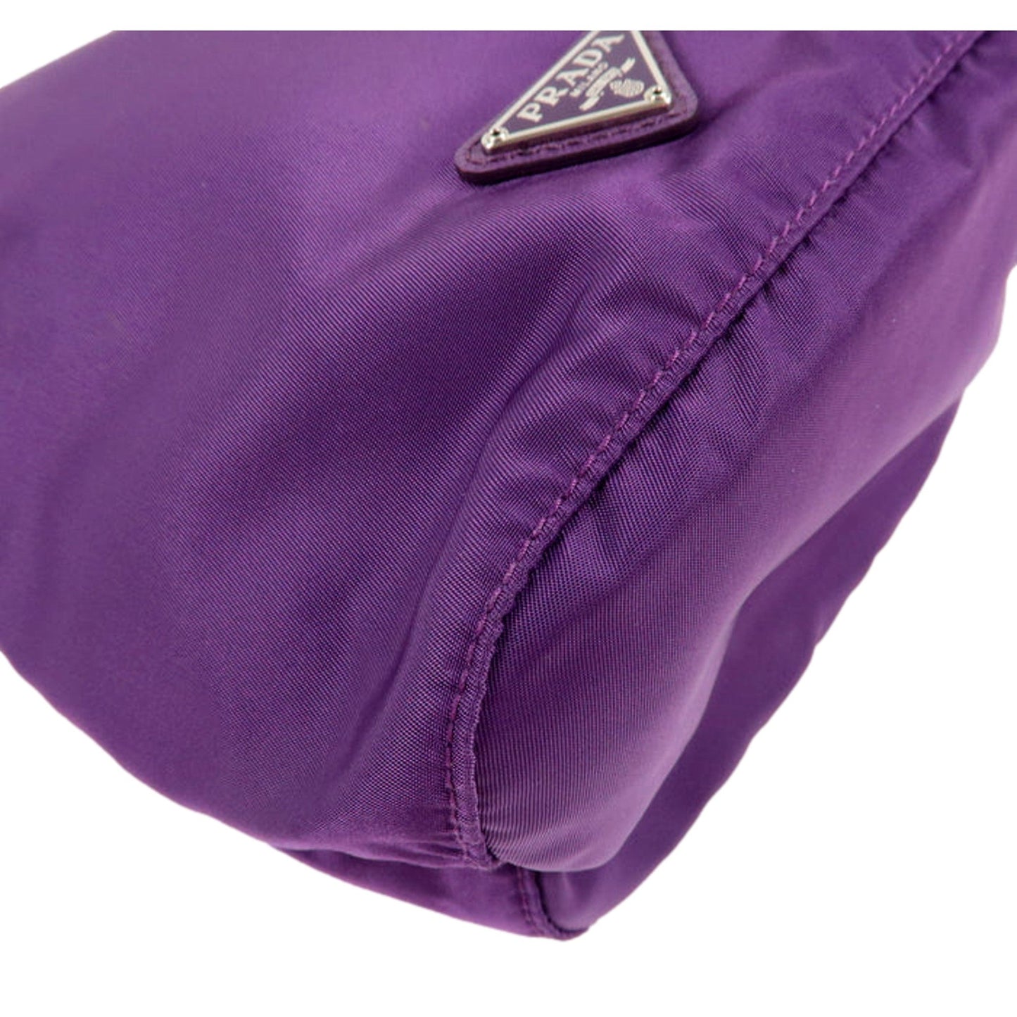 Prada UVA Purple Tessuto Nylon Triangle Logo Drawstring Bucket Bag