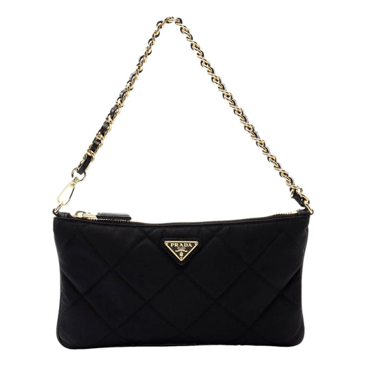 Prada Re-Edition 1995 Black Gold Chaîne Re-Nylon Pouch Handbag