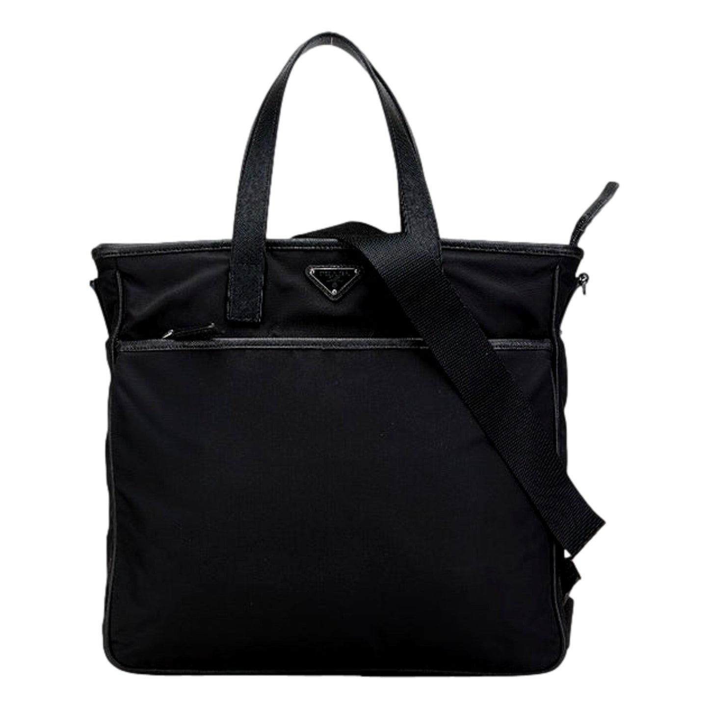 Prada Re-Nylon Black Nylon and Saffiano Large Crossbody Tote Bag