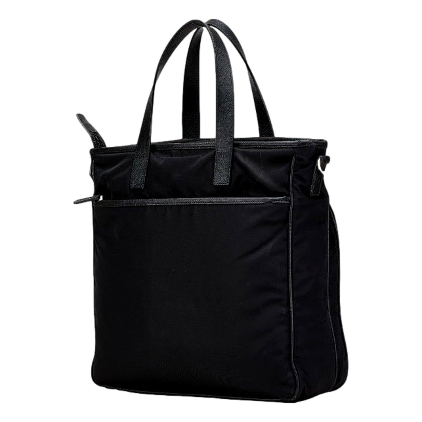 Prada Re-Nylon Black Nylon and Saffiano Large Crossbody Tote Bag