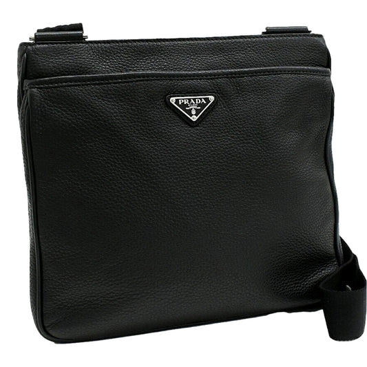 Prada City Vitello Leather Black Messenger Crossbody Bag