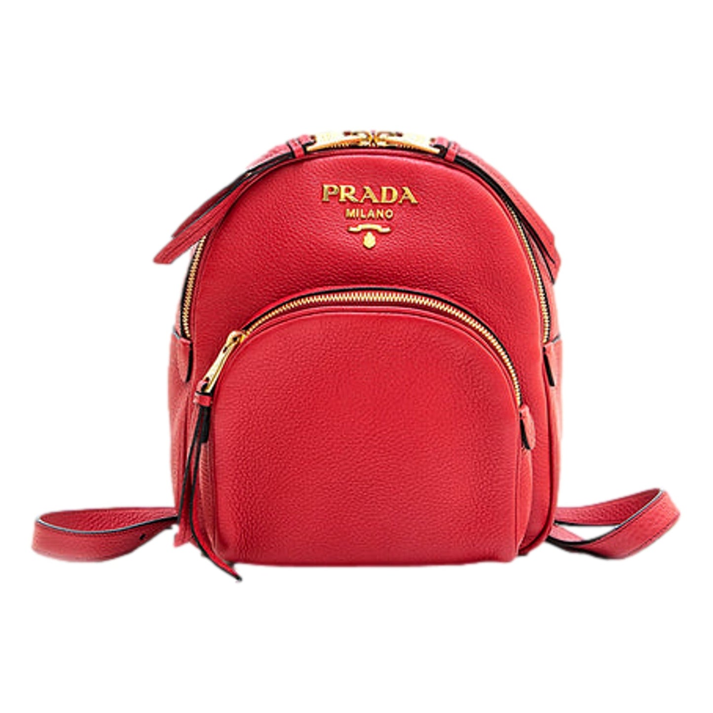 Prada Vitello Daino Convertible Front Pocket Backpack Red Gold Hardware
