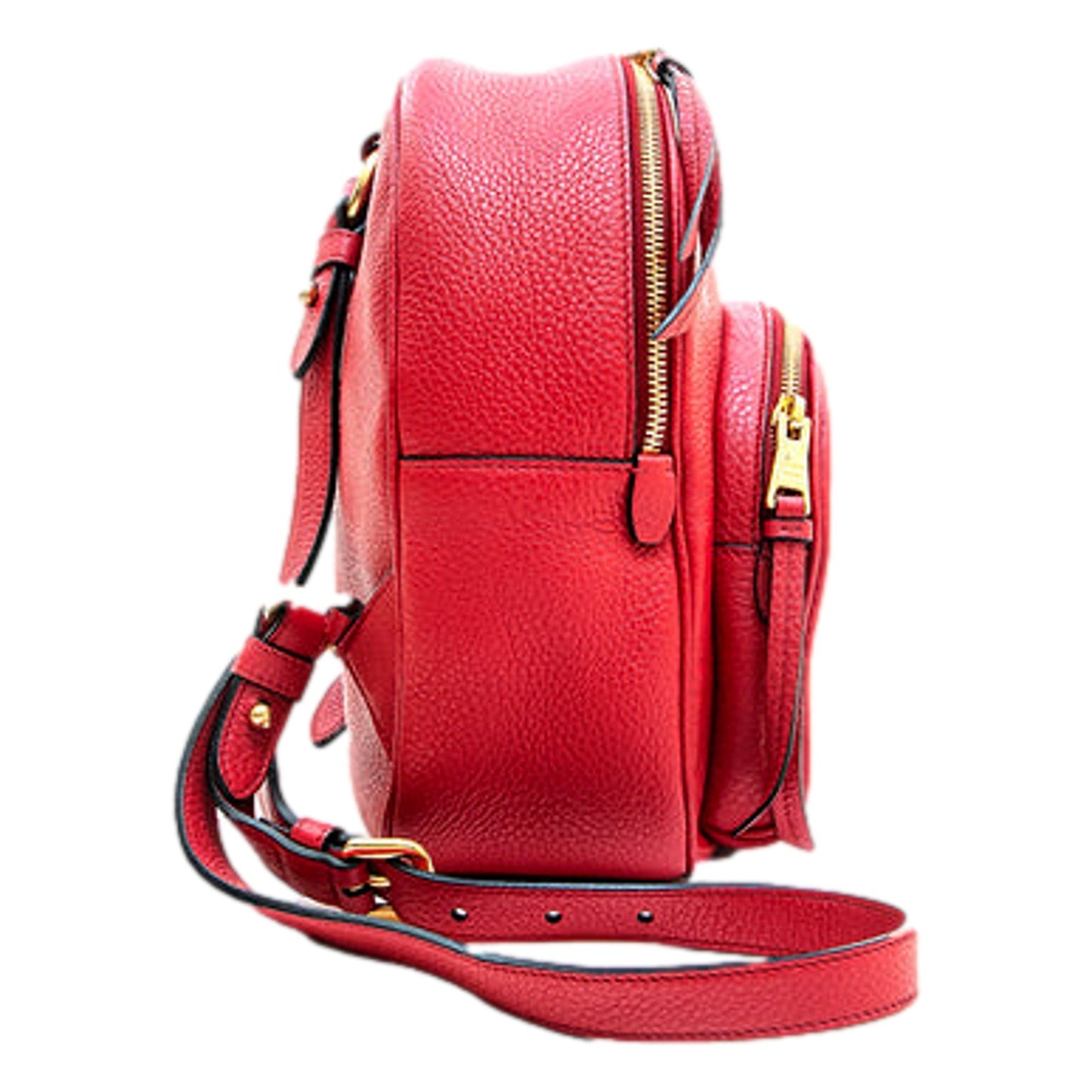 Prada Vitello Daino Convertible Front Pocket Backpack Red Gold Hardware