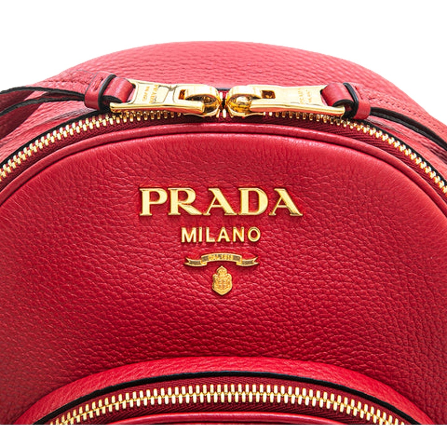 Prada Vitello Daino Convertible Front Pocket Backpack Red Gold Hardware