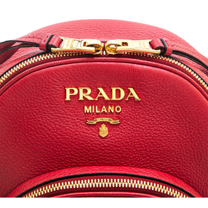 Prada Vitello Daino Convertible Front Pocket Backpack Red Gold Hardware