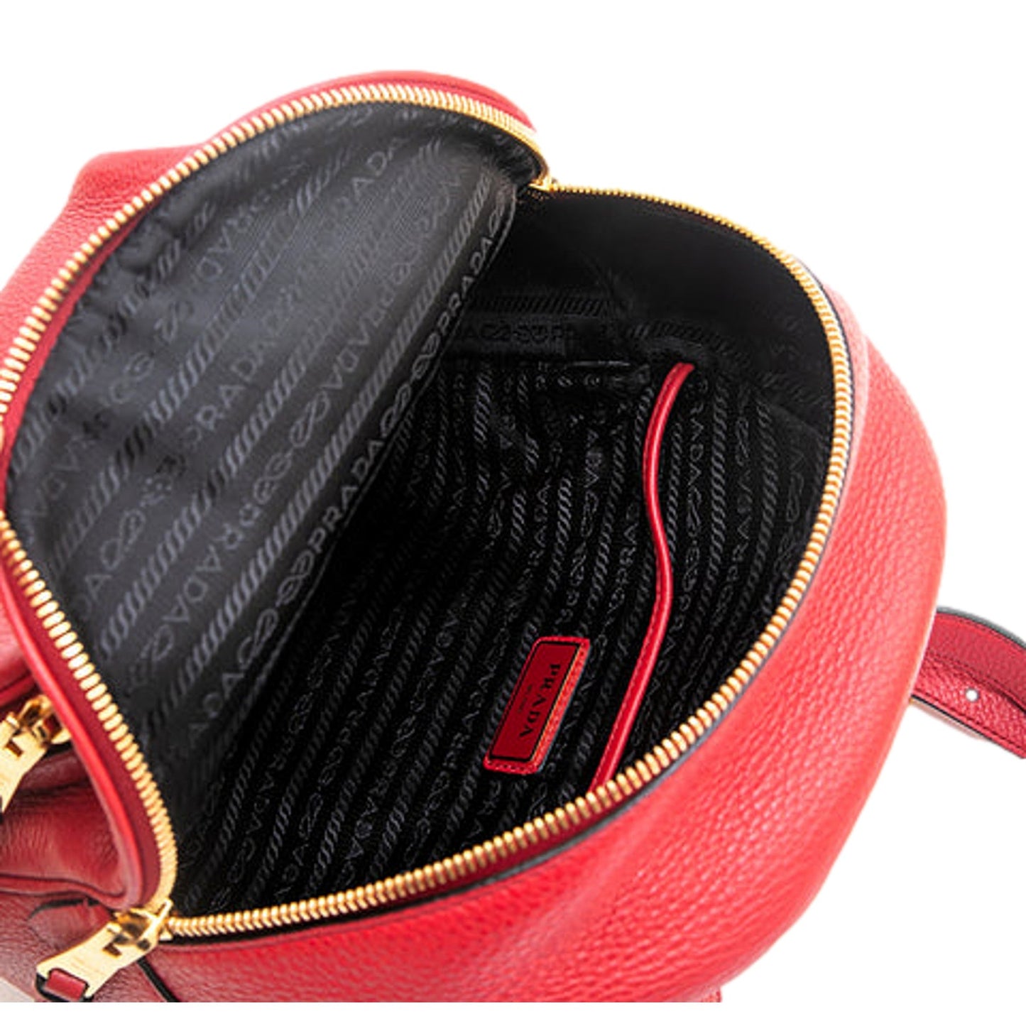 Prada Vitello Daino Convertible Front Pocket Backpack Red Gold Hardware