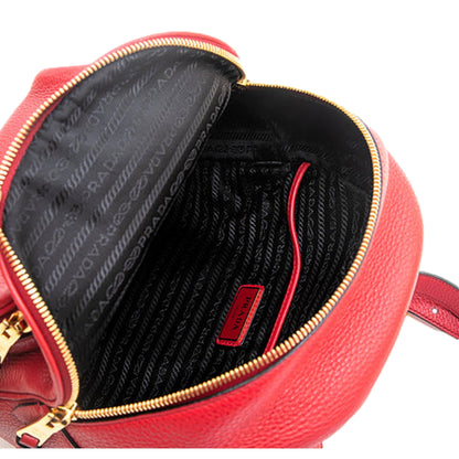 Prada Vitello Daino Convertible Front Pocket Backpack Red Gold Hardware