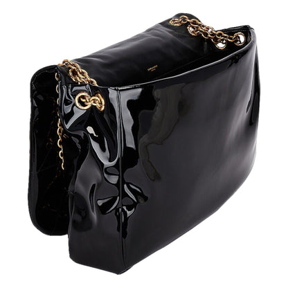 Saint Laurent Jamie YSL Black Patent Leather Chain Strap Large Shoulder Bag