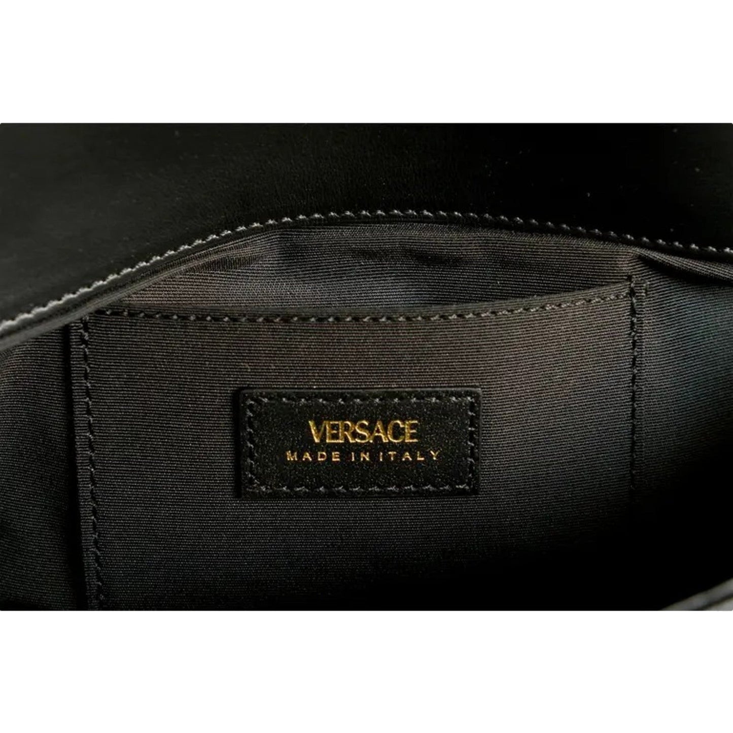 Versace La Medusa Quilted Calfskin Leather Black Crossbody Bag Gold Chain