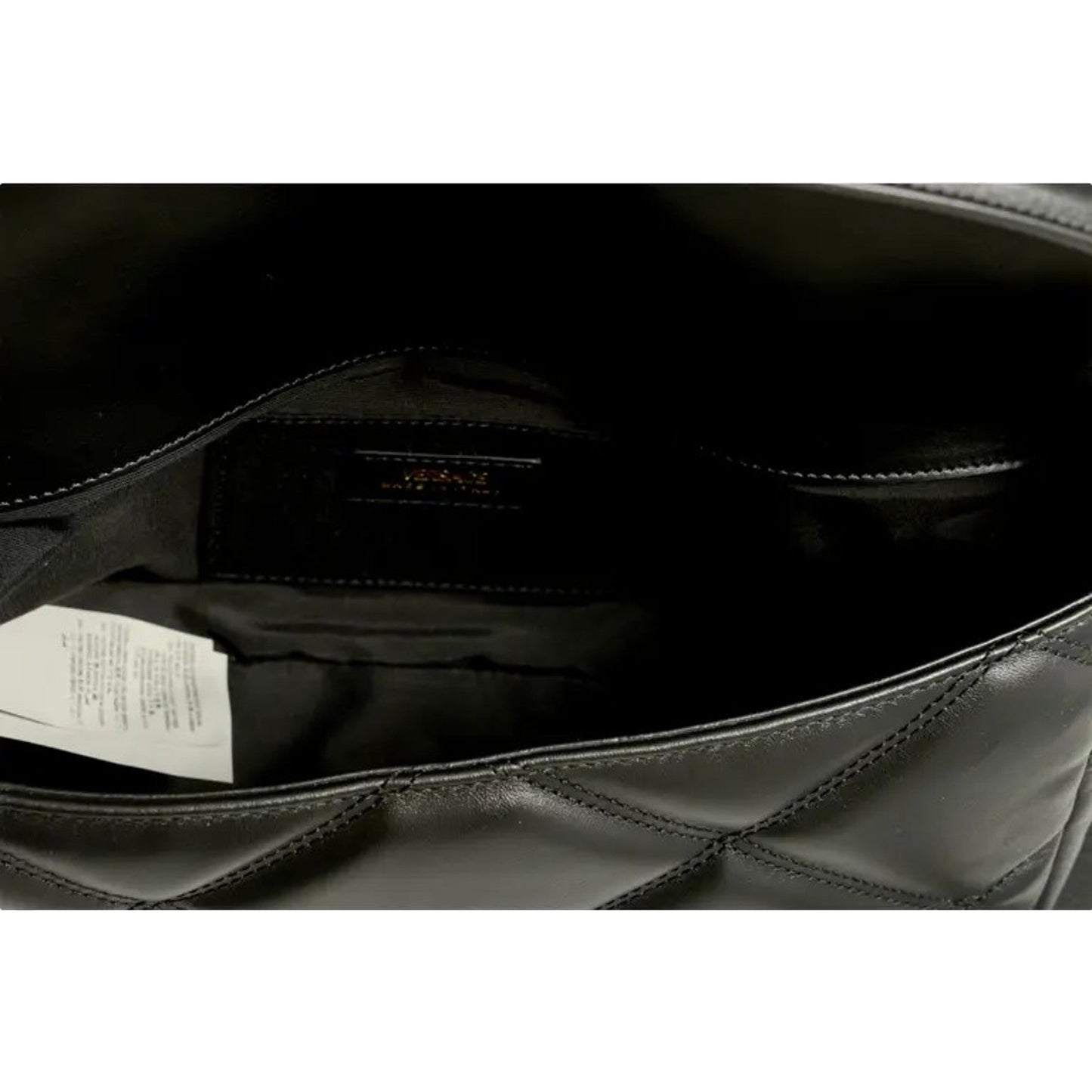 Versace La Medusa Quilted Calfskin Leather Black Crossbody Bag Gold Chain