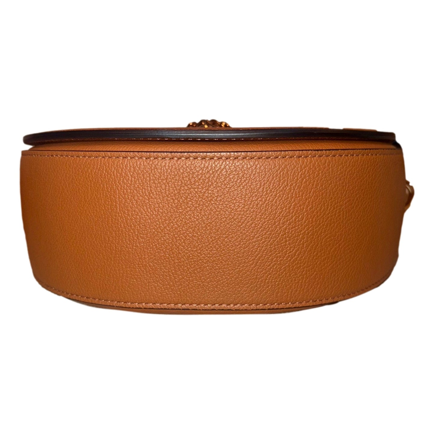 Versace Half-Moon La Medusa Vitello Leather Summer Nude Brown Crossbody Handbag