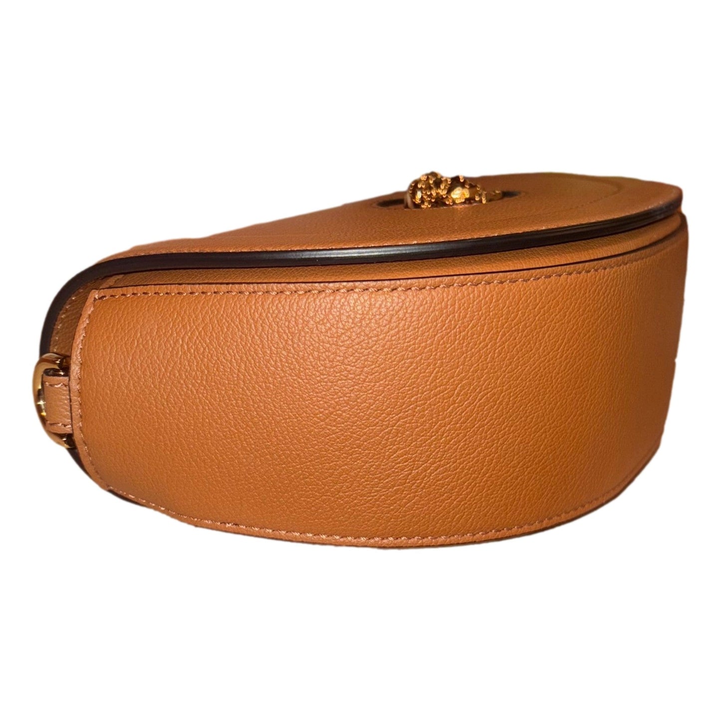 Versace Half-Moon La Medusa Vitello Leather Summer Nude Brown Crossbody Handbag