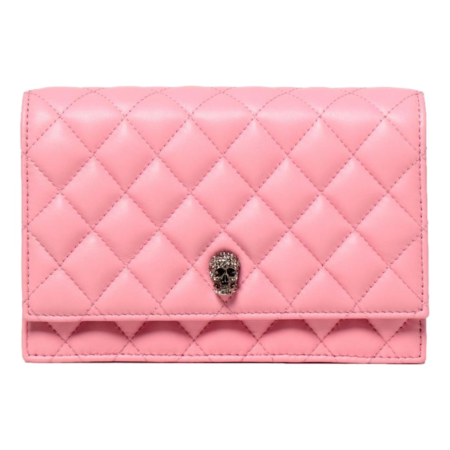 Alexander McQueen Pink Quilted Leather Skull Shoulder Bag