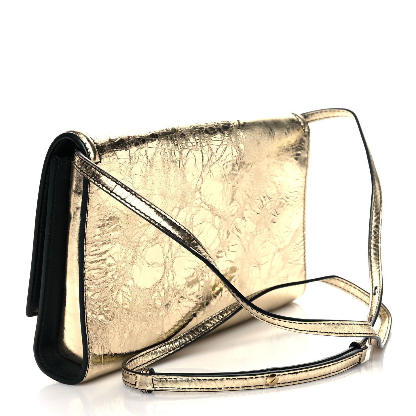 Alexander McQueen Small Story Gold Crash Calf Leather Shoulder Bag