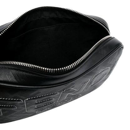 Fendi Roma Black Shadow Leather Canvas  Camera Crossbody Bag