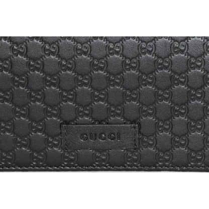 Gucci Microguccissima GG Logo Black Leather Wallet Crossbody Handbag