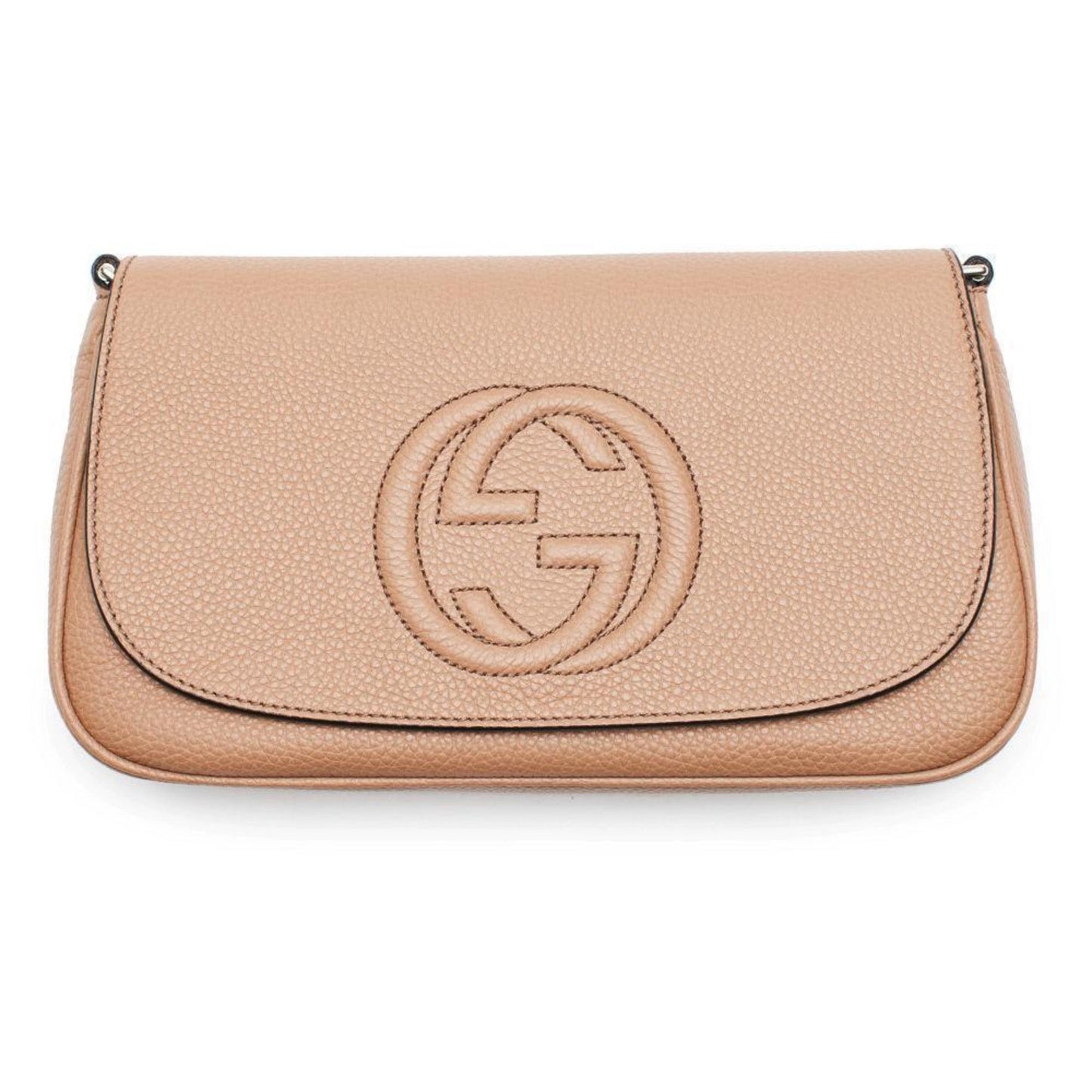 Gucci Soho Disco GG Tassel Gold Chain Crossbody Flap Bag Camelia Beige
