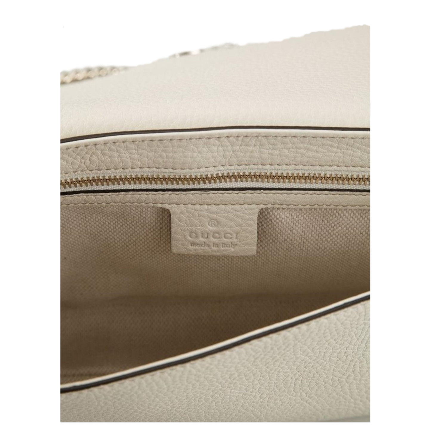 Gucci Soho Disco Crossbody Flap Ivory Signature Collection Gold Chain