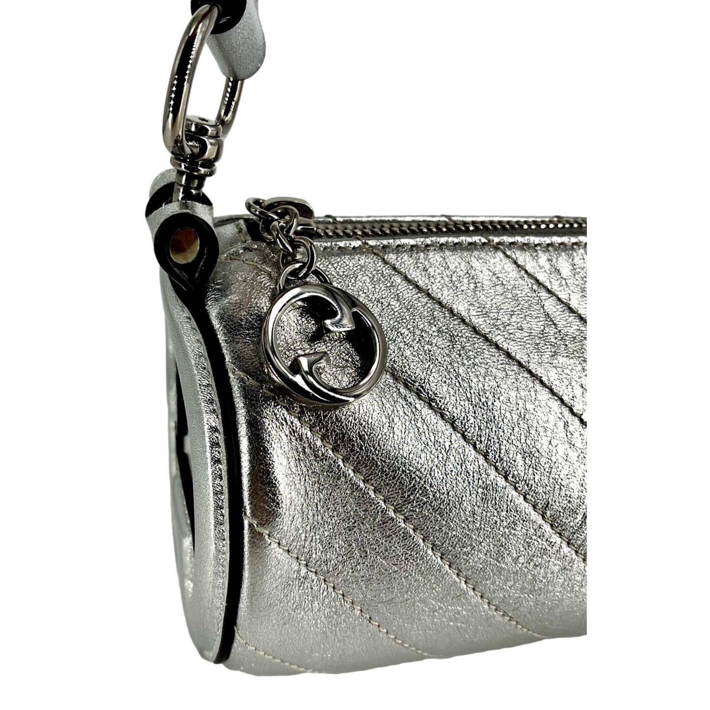 Gucci Blondie Mini Shoulder Bag in Metallic Silver Leather