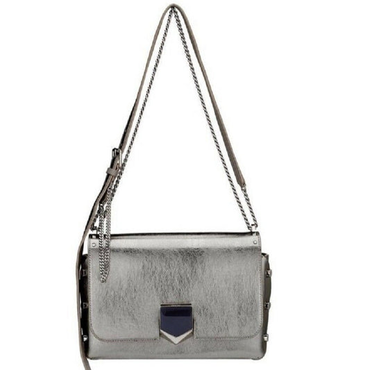 Jimmy Choo Metallic Silver Lockett Crossbody Shoulder Bag