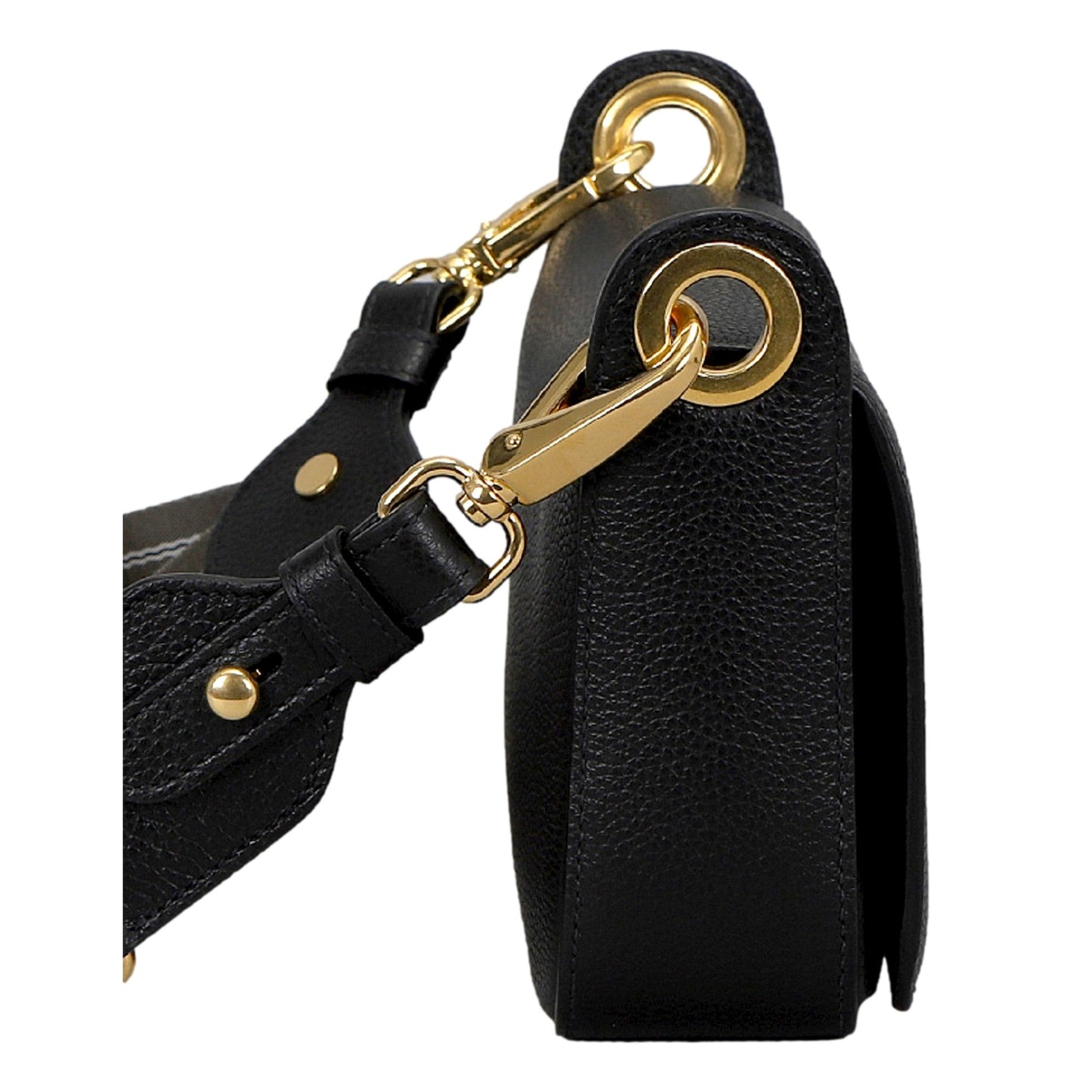 Prada Milano Black Small Leather Crossbody Bag Web Stripe Strap