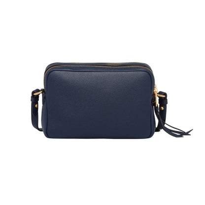 Prada Baltico Blue Vitello Phenix Leather Double Zip Crossbody Bag