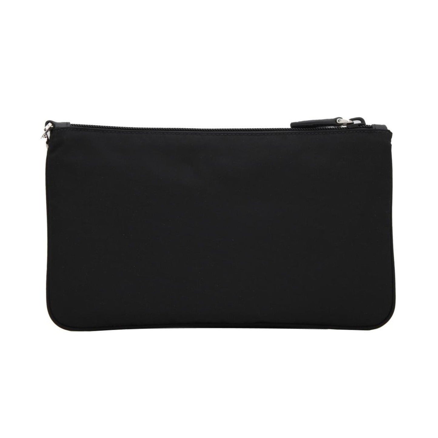 Prada Black Tessuto Nylon Pouch Prada Triangle Logo Wristlet Clutch Bag