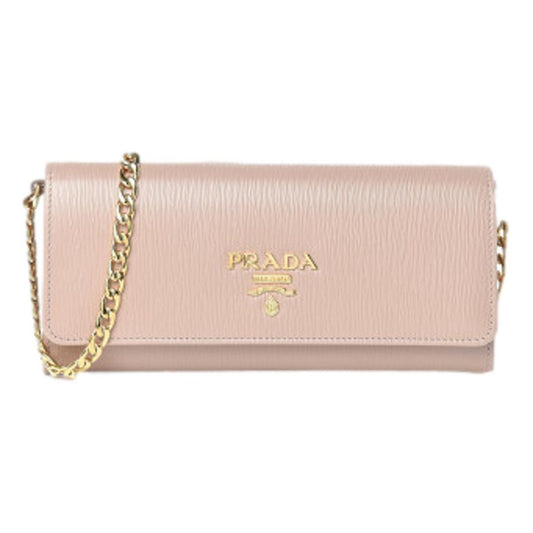 Prada Cipria Beige Vitello Move Leather Chain Wallet Crossbody