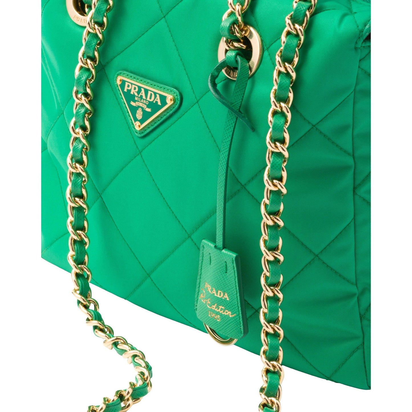 Prada Re-Edition Menta Green 1995 Chaîne Re-Nylon Tote Bag