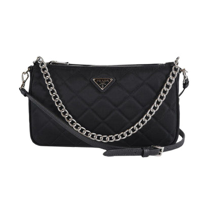 Prada Black Tessuto Nylon Quilted Chain Crossbody Bag
