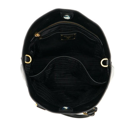 Prada Black Vitello Phenix Leather Shopping Tote Bag