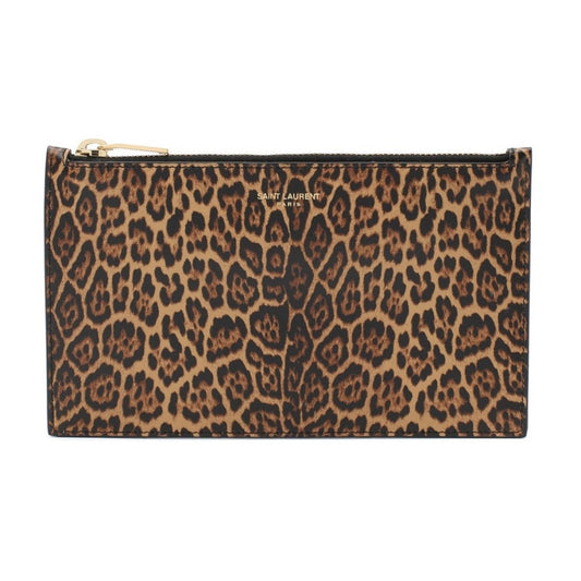 Saint Laurent Leopard Printed Calfskin Leather Small Pouch
