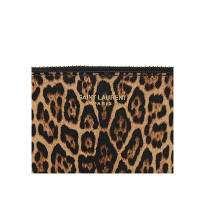 Saint Laurent Leopard Printed Calfskin Leather Small Pouch