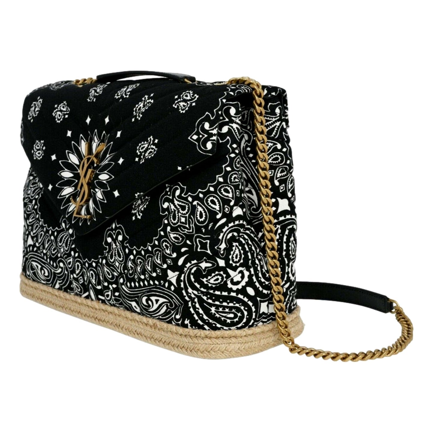 Saint Laurent Loulou Black Paisley Quilted Cross Body Bag