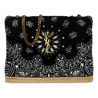 Saint Laurent Loulou Black Paisley Quilted Cross Body Bag